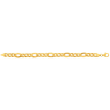 Load image into Gallery viewer, 9ct Yellow Gold Silver Filled Figaro Fancy 19cm Bracelet
