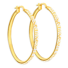 Load image into Gallery viewer, 9ct Yellow Gold Silver Filled 30mm Hoop Earrings with diamond cut feature