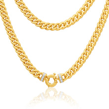 Load image into Gallery viewer, 9ct Yellow Gold Silver Filled Cubic Zirconia Curb Chain