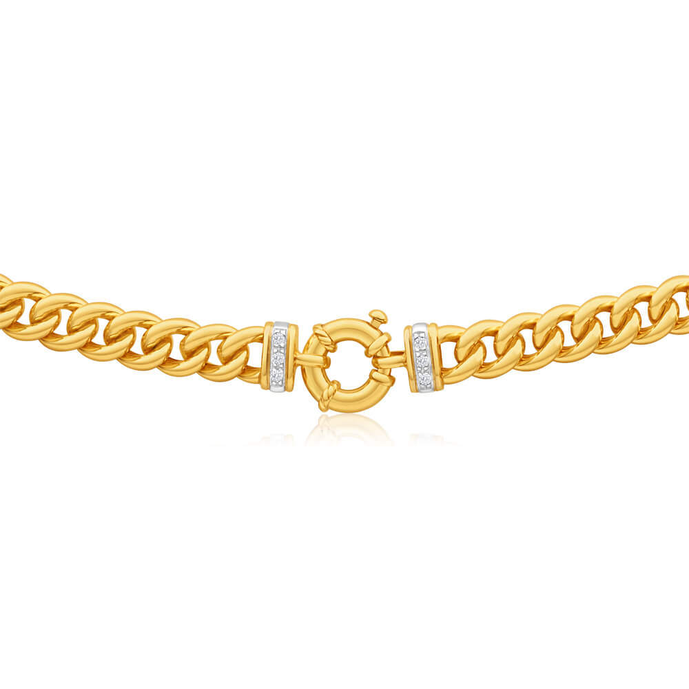 9ct Yellow Gold Silver Filled Cubic Zirconia Curb Chain