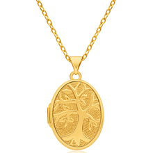 Load image into Gallery viewer, 9ct Yellow Gold Silver Filled Tree of Life Oval Locket