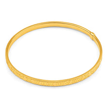 Load image into Gallery viewer, 9ct Yellow Gold Silver Filled Roman Numeral Bangle