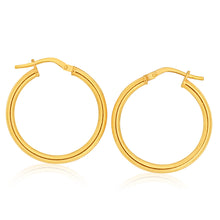 Load image into Gallery viewer, 9ct Yellow Gold Silver Filled Plain 20mm Hoop Earrings