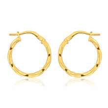 Load image into Gallery viewer, 9ct Yellow Gold Silver Filled 15mm Twist Hoop Earrings