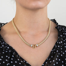 Load image into Gallery viewer, 9ct Yellow Gold Silver Filled Cubic Zirconia Mesh Chain