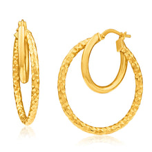 Load image into Gallery viewer, 9ct Yellow Gold Silver Filled Double Hoop Earrings