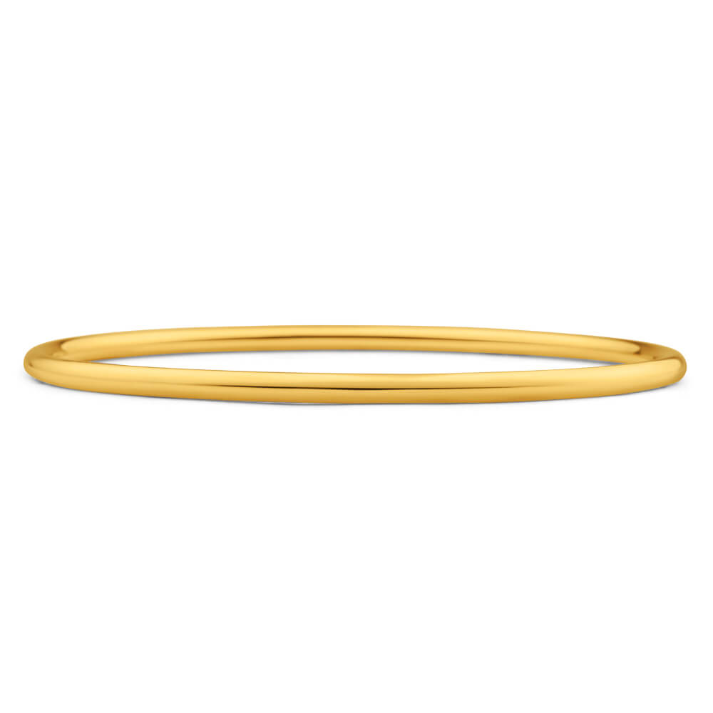 9ct Gold Silver Filled 65mm Bangle Yellow 3mm Thick