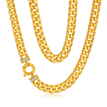 Load image into Gallery viewer, 9ct Yellow Gold Silver Filled Zirconia Curb Chain