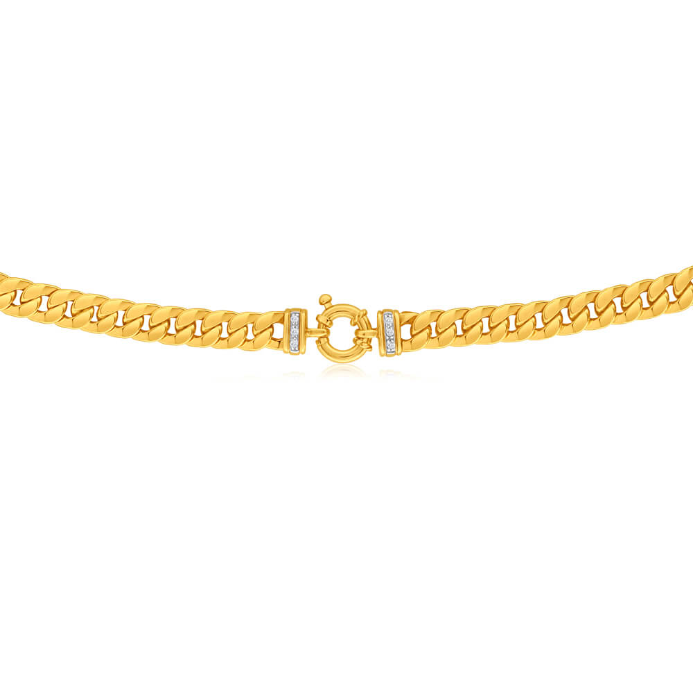 9ct Yellow Gold Silver Filled Zirconia Curb Chain