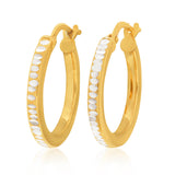 9ct Yellow Gold Silver Filled 15mm Diamond Cut Hoop Earrings