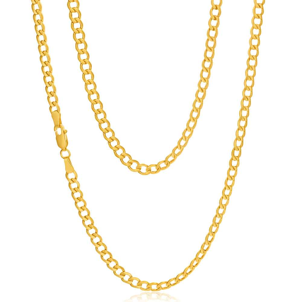 9ct Yellow Gold Silver Filled Flat 55cm Curb Chain