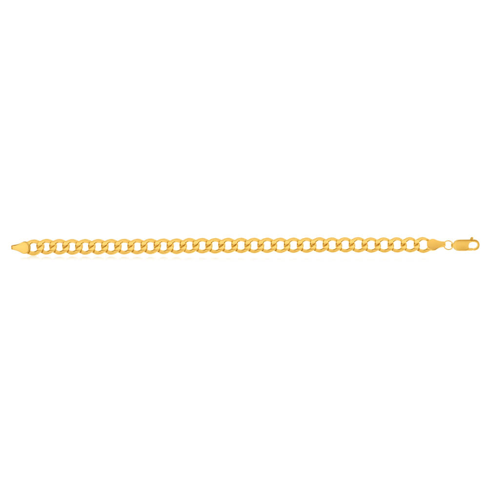 9ct Yellow Gold Silver Filled 21cm Diamond Cut Curb Bracelet