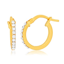 Load image into Gallery viewer, 9ct Yellow Gold Silver Filled Swarovski Crystal 10mm Hoop Earrings