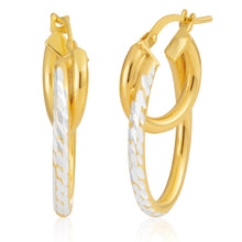 Load image into Gallery viewer, 9ct Yellow Gold Silver Filled 25mm Double Hoop Earrings