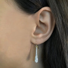Load image into Gallery viewer, 9ct Yellow Gold Silver Filled Crystal Long Drop Earrings