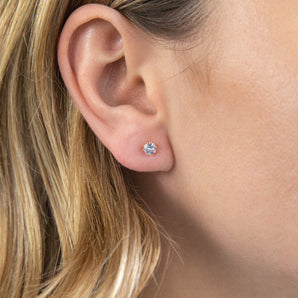 9ct Yellow Gold Silver Filled Cubic Zirconia Lavender Stud Earrings