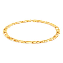 Load image into Gallery viewer, 9ct Yellow Gold Silver Filled 21cm Figaro Bracelet 120 Gauge