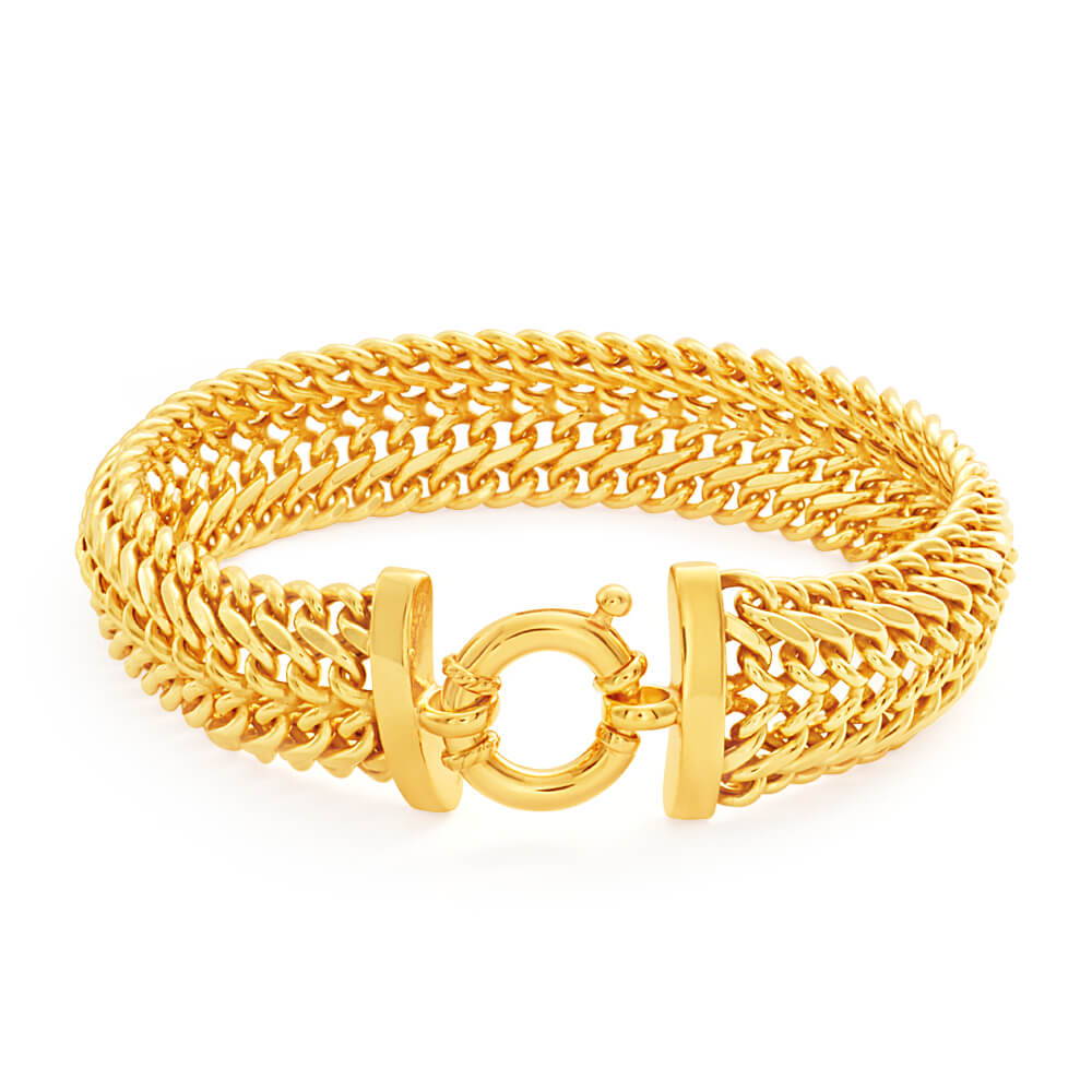 9ct Yellow Gold Silver Filled 20cmx11mm wide Mesh Bracelet
