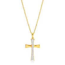 Load image into Gallery viewer, 9ct Yellow Gold Silver Filled Stardust Cross Pendant