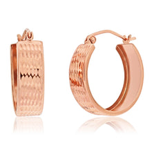 Load image into Gallery viewer, 9ct Rose Gold Silver Filled Diamond Cut Hoop Earrings