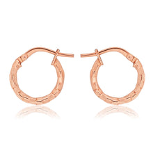 Load image into Gallery viewer, 9ct Stunning Rose Gold Silver Filled Fancy Diamond Cut Hoop Earrings