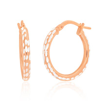 Load image into Gallery viewer, 9ct Rose Gold Silver Filled 15mm Diamond Cut Hoop Earrings