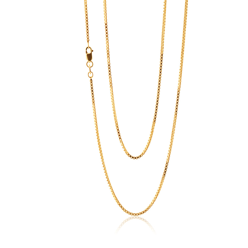 9ct Yellow Gold Silver FIlled Box Link 50cm Chain