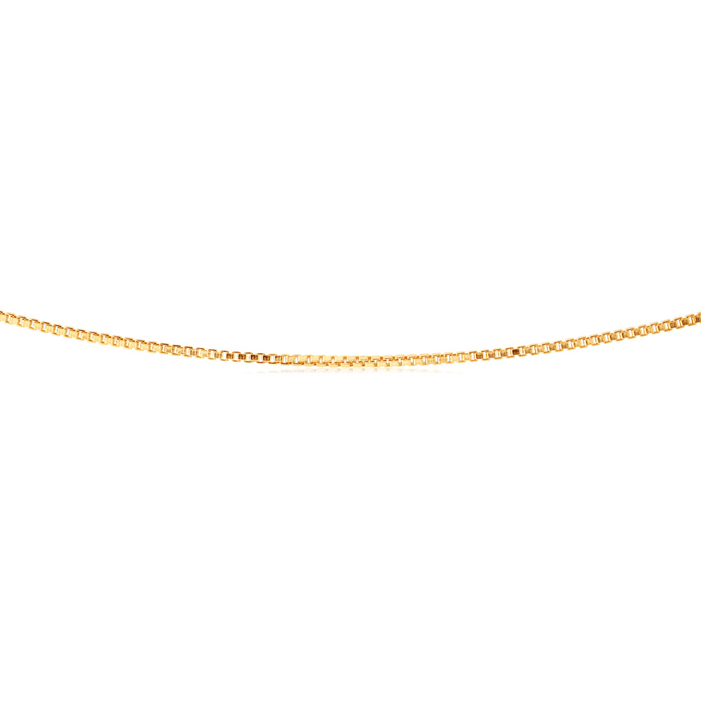 9ct Yellow Gold Silver FIlled Box Link 50cm Chain