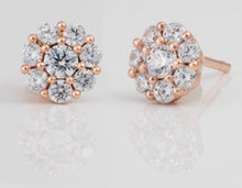 Load image into Gallery viewer, 9ct Rose Gold Silver Filled Cubic Zirconia Flower Studs