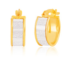 Load image into Gallery viewer, 9ct Yellow Gold Silver Filled 10mm Baguette Stardust Hoop Earrings