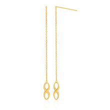 Load image into Gallery viewer, 9ct Yellow Gold Silver Filled Infinity Thread Drop Earrings