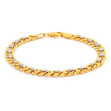 Load image into Gallery viewer, 9ct Yellow and White Gold Silver Filled Curb 19cm Bracelet
