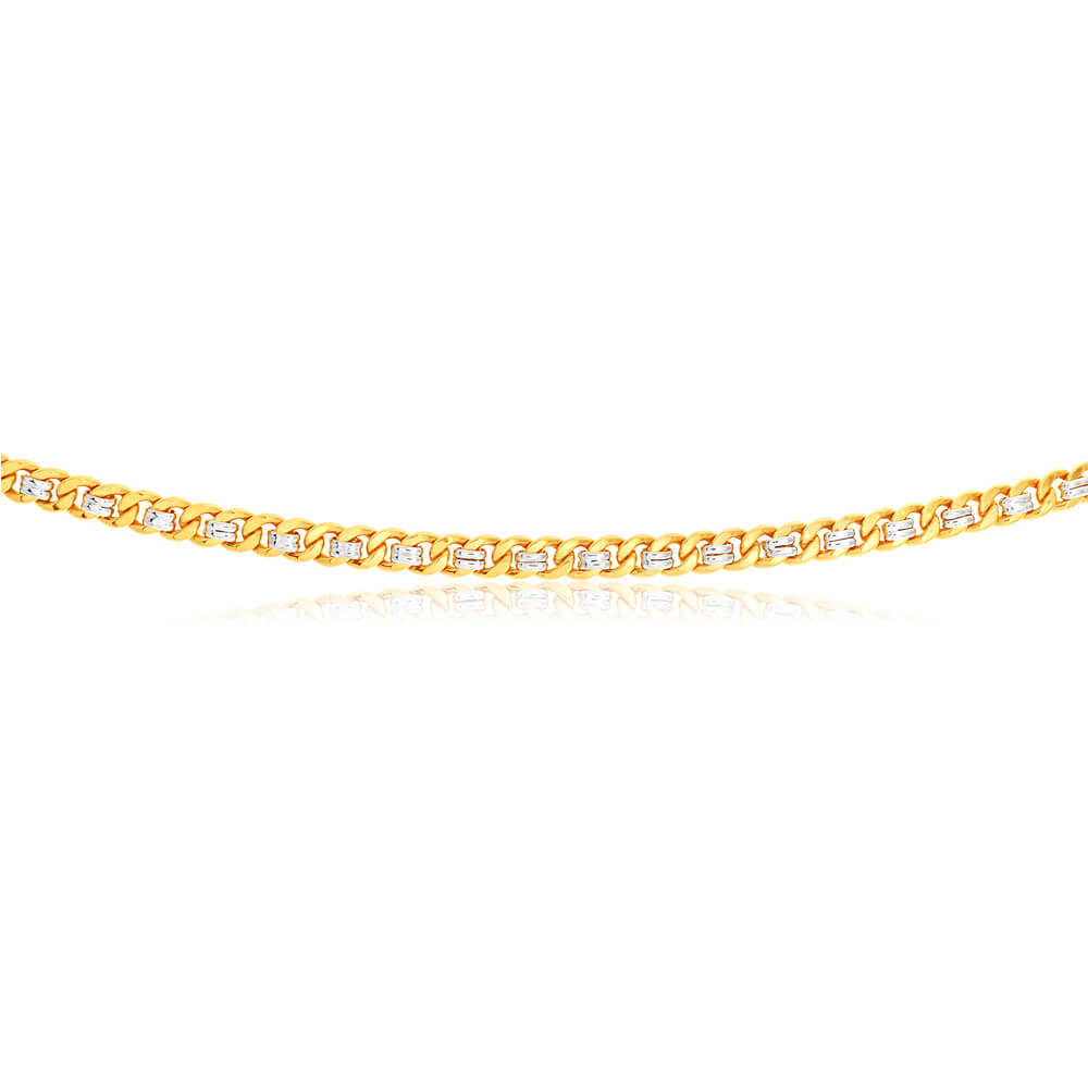 9ct Yellow and White Gold Silver Filled Curb 45cm Chain