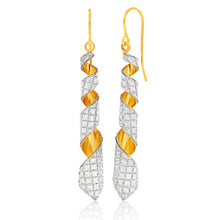 Load image into Gallery viewer, 9ct Yellow Gold Silver Filled  Stardust Twistied Drops Earrings