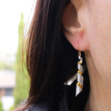 Load image into Gallery viewer, 9ct Yellow Gold Silver Filled  Stardust Twistied Drops Earrings