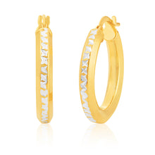 Load image into Gallery viewer, 9ct Yellow Gold &amp; White Gold Silver Filled Hoop Earrings