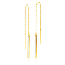 Load image into Gallery viewer, 9ct Yellow Gold Silver Filled Crystal Thread Drop Earrings