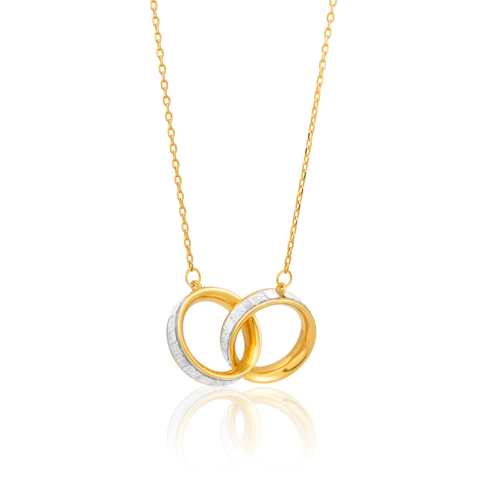 9ct Yellow Gold Silver Filled 45cm Entwined Circle of Life Pendant