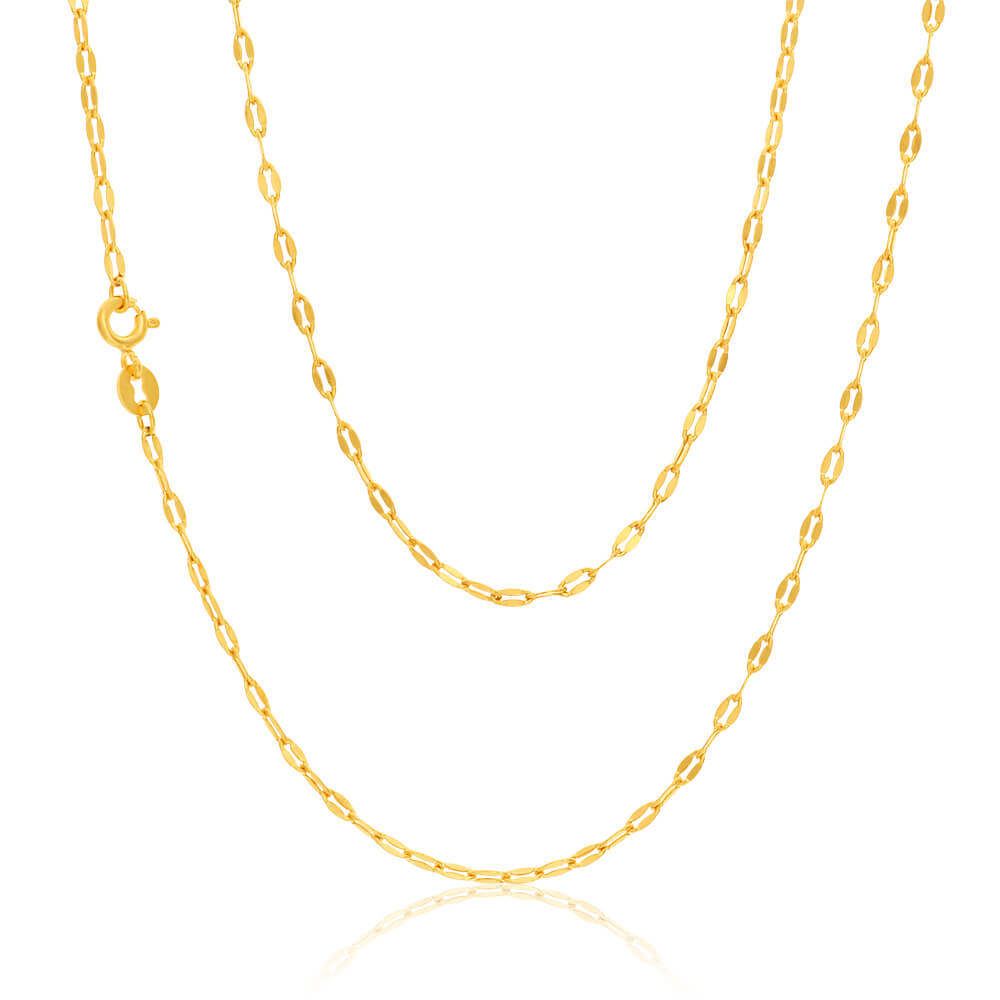9ct Yellow Gold Silver Filled Coffee Grain Fancy 45cm Chain