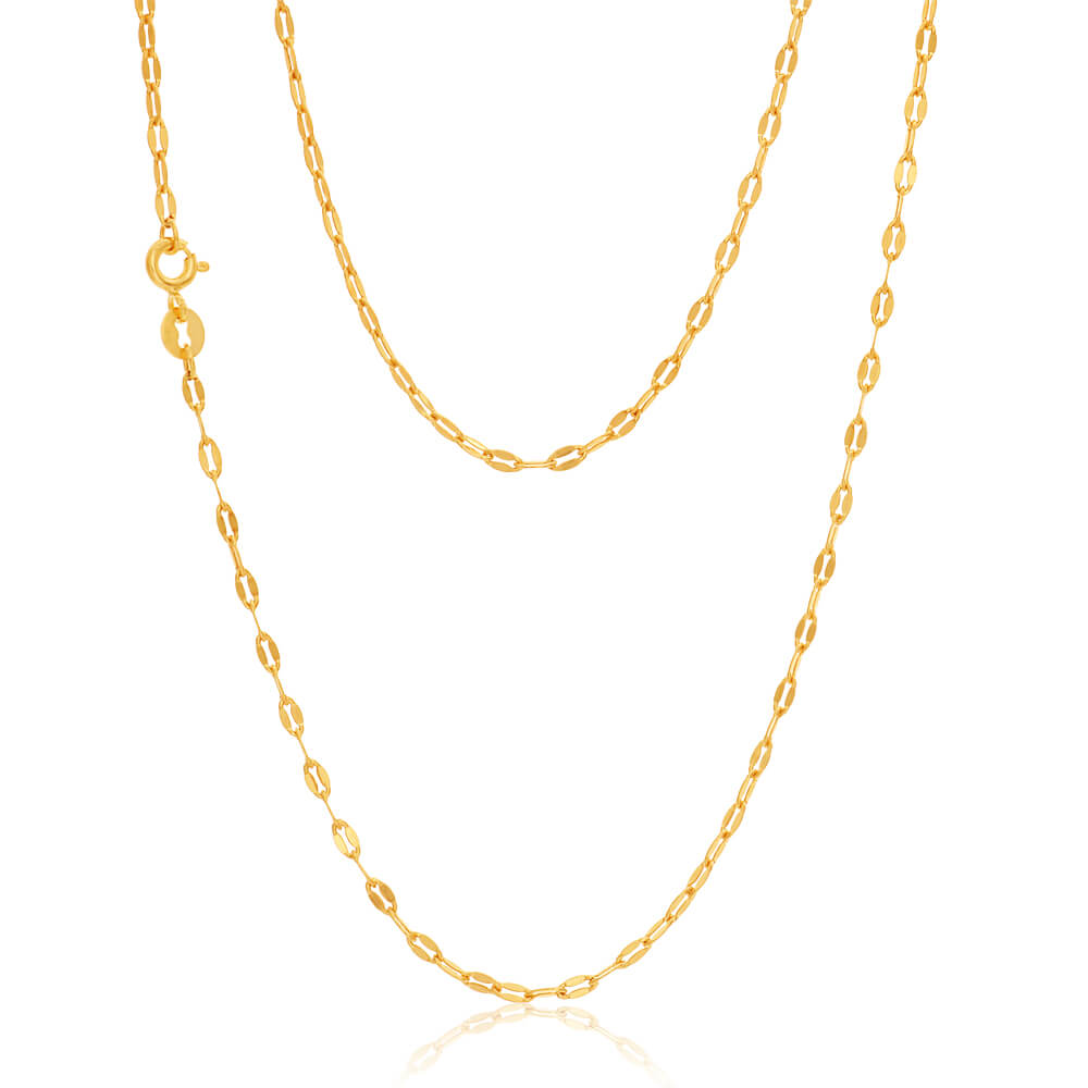 9ct Yellow Gold Silver Filled Coffee Grain Fancy 50cm Chain