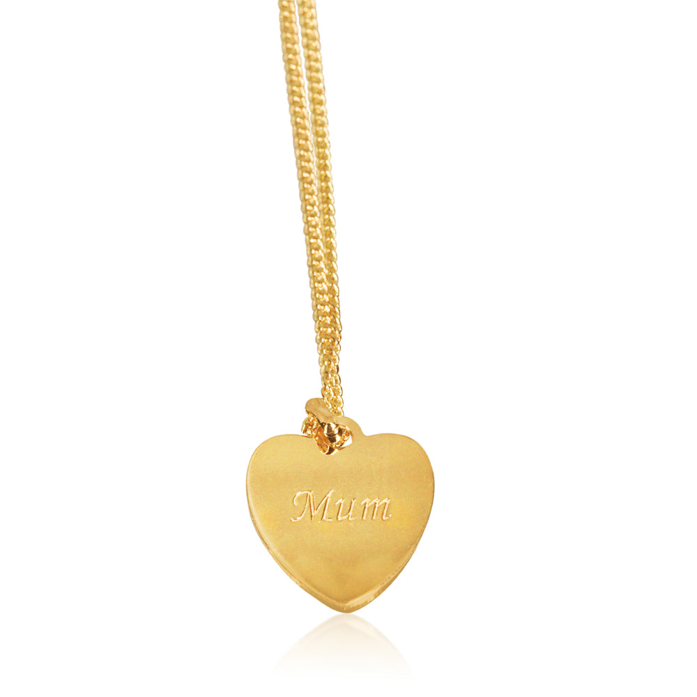 9ct Yellow Gold Silver Filled Heart Shape "mum" Pendant in 12mm