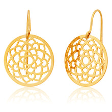 Load image into Gallery viewer, 9ct Yellow Gold Silver Filled Lotus Flower Drop 15mm Earrings