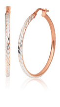 Load image into Gallery viewer, 9ct Rose Gold Silver Filled 2x30mm Fancy Hoop Earrings