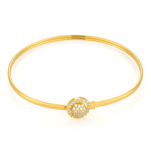 Load image into Gallery viewer, 9ct Gold Silver Filled Cubic Zirconia Sun-Flower Power 2 way Oval 50x60mm Bangle