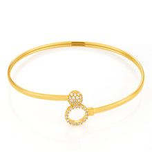 Load image into Gallery viewer, 9ct Gold Silver Filled Cubic Zirconia Sun-Flower Power 2 way Oval 50x60mm Bangle