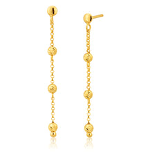 Load image into Gallery viewer, 9ct Yellow Gold Silver Filled trio Beads Drop Earrings