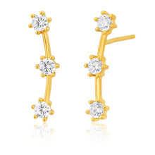 Load image into Gallery viewer, 9ct Yellow Gold Silver Filled 3 Stars Ear Climber