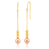 9ct Yellow Gold Silver Filled 4 beads drop Earrings
