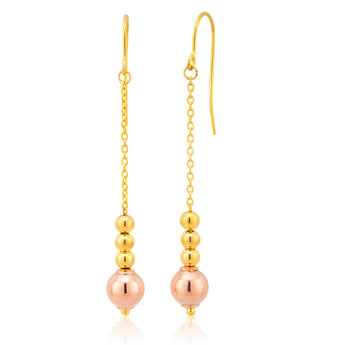 9ct Yellow Gold Silver Filled 4 beads drop Earrings