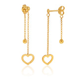 9ct Yellow Gold Silver Filled Heart with Ball Drop Earring
